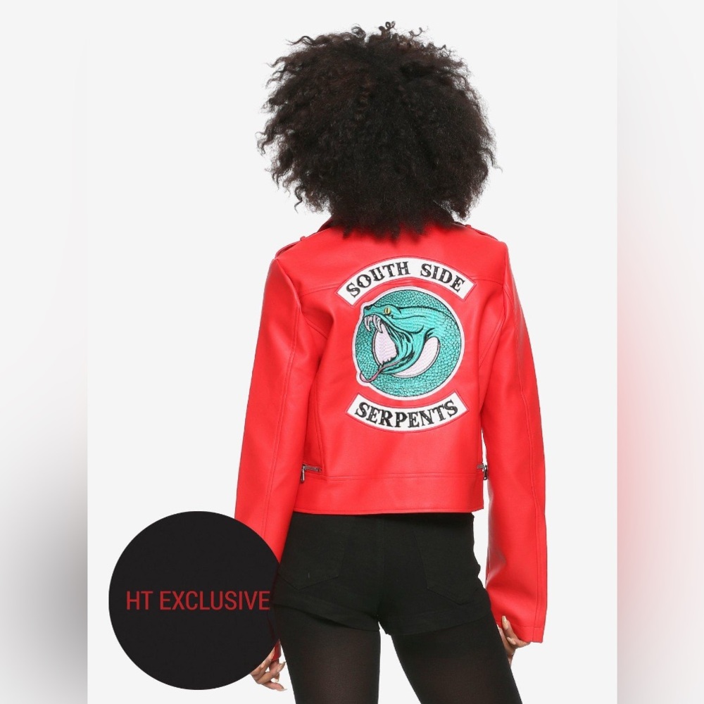 Hot Topic Red Faux Leather South Side Serpents Jacket